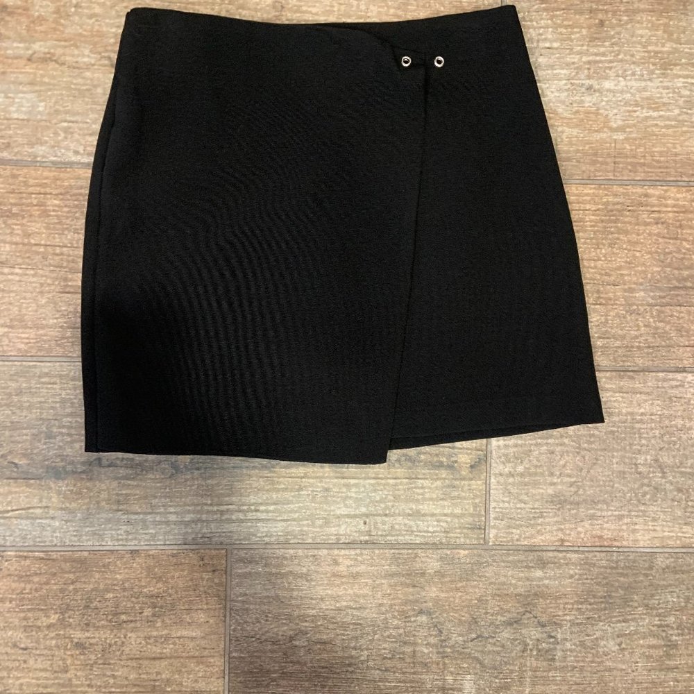 Black Wrap Mini-Skirt, Size 4